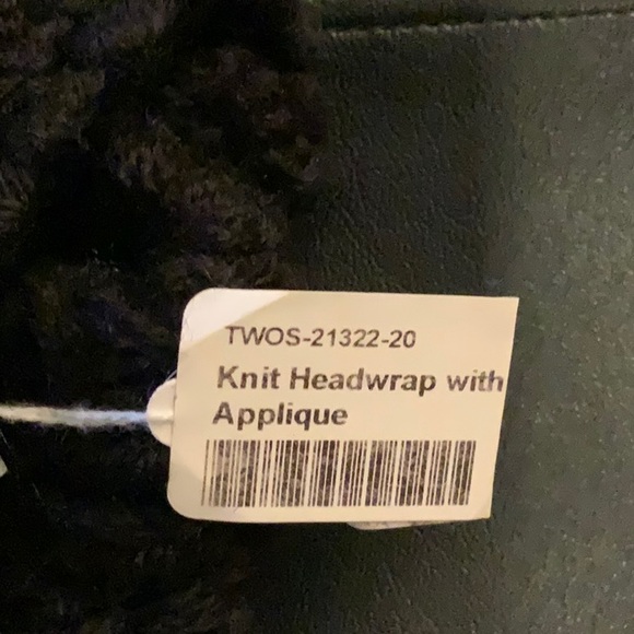 Black Knit Headwrap with Beaded Appliqué - Picture 4 of 4